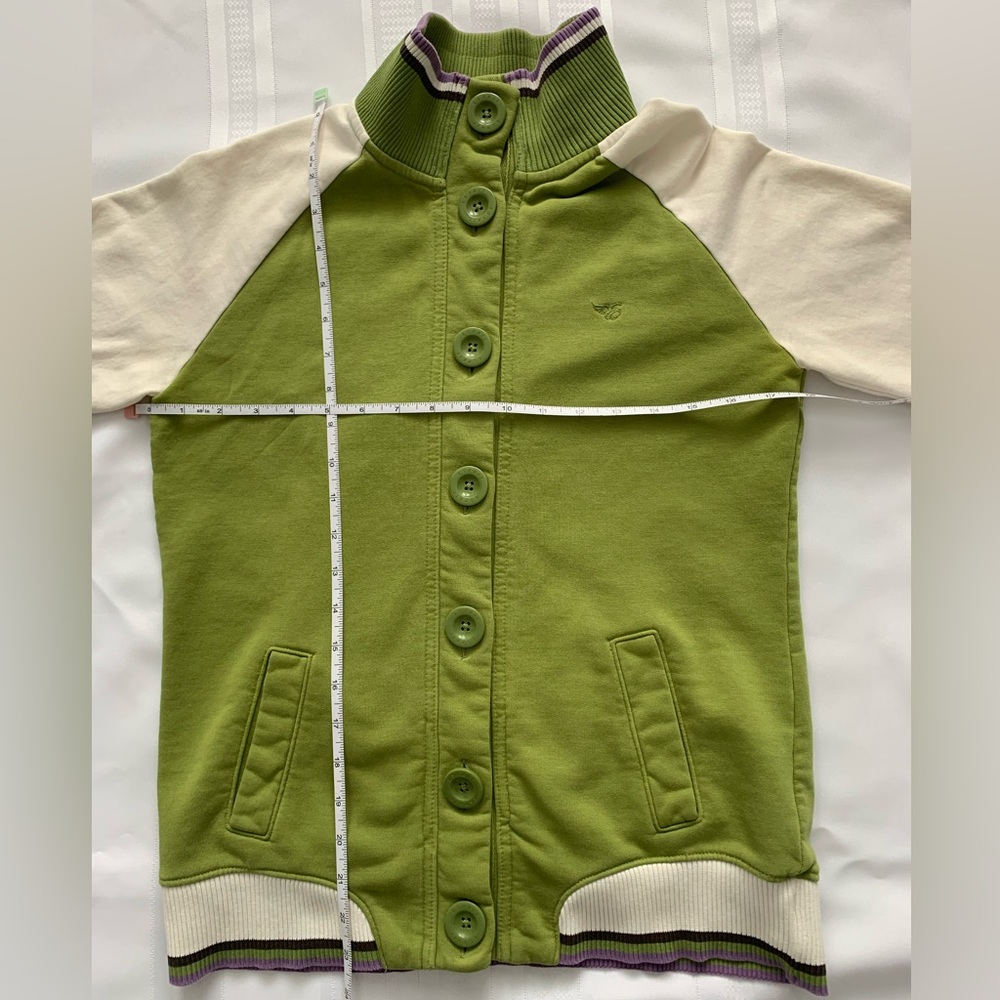Vintage Esprit Green and White Colorblock Varsity Bomber Jacket - Picture 4 of 6